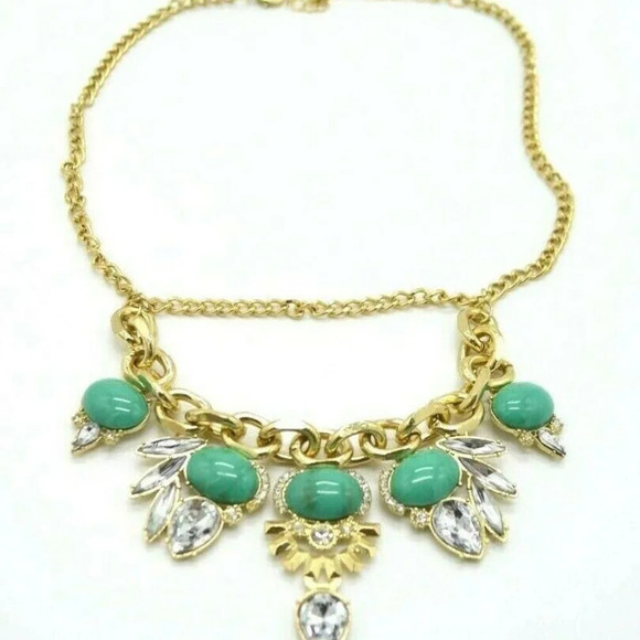 Blue Green Clear Acrylic Flower Rhinestone Choker - Picture 1 of 5